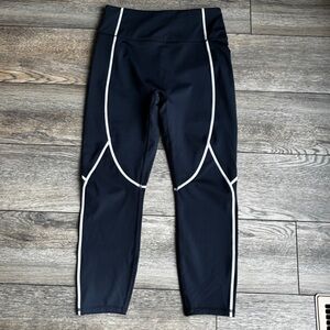 Zuda Z-stretch Leggings With Reflective Coverstitch Navy Blue Sz Medium